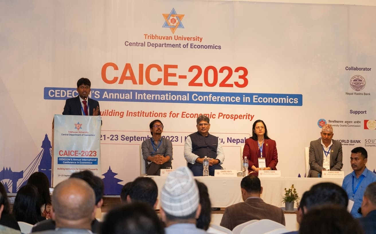BKSR presenting at CAICE-2023, CEDECON Annual International Conference in Economics, Tribhuvan University, Nepal